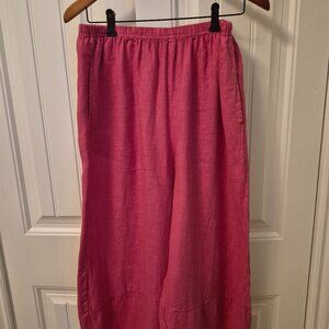 CUT LOOSE LINEN BARREL PANTS - Medium
